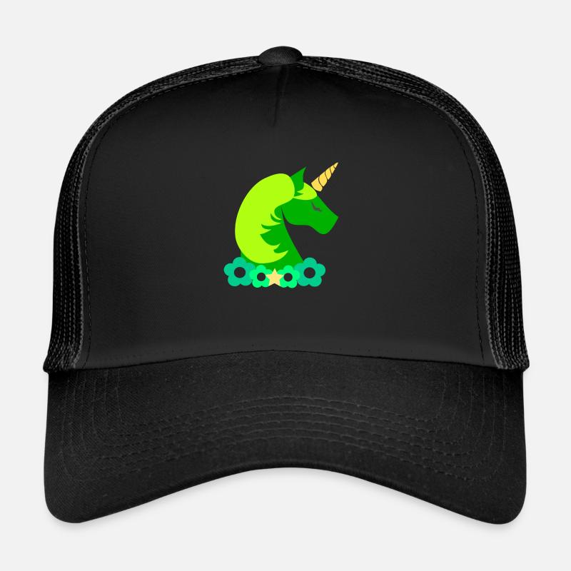 grünes Einhorn - Trucker Cap - Schwarz/Schwarz