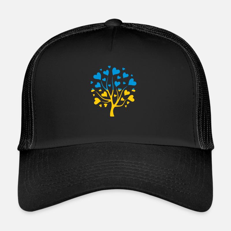 Drapeau ukrainien en forme d’arbre d’amour - Casquette trucker - noir/noir