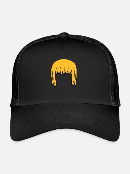 Anime Blonde Bob Coiffure Bob - Casquette trucker  - noir/noir - Devant