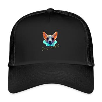 Corgi angel - Trucker Cap - Schwarz/Schwarz - Vorne