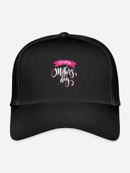 Bonne fête des mères sombre BG - Casquette trucker  - noir/noir - Devant