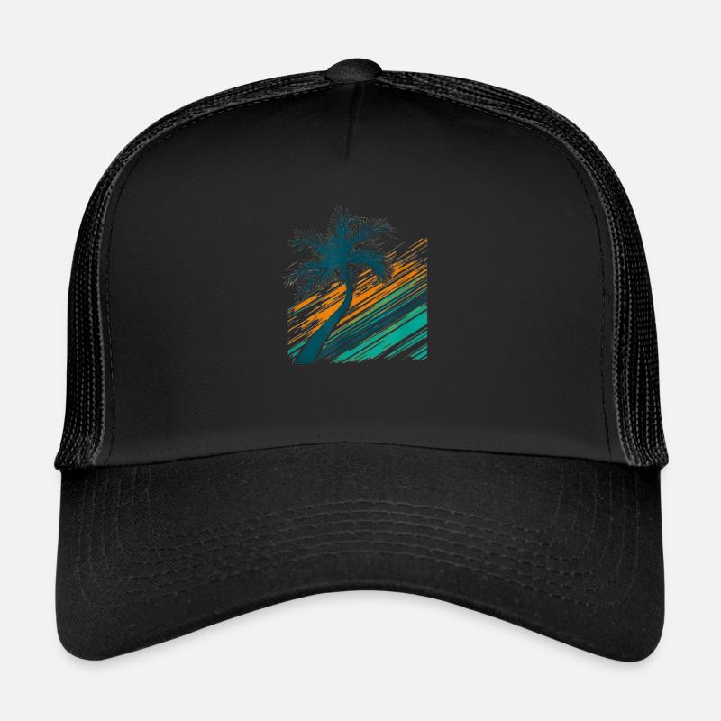 Palm Tree Logo - Trucker Cap - Schwarz/Schwarz