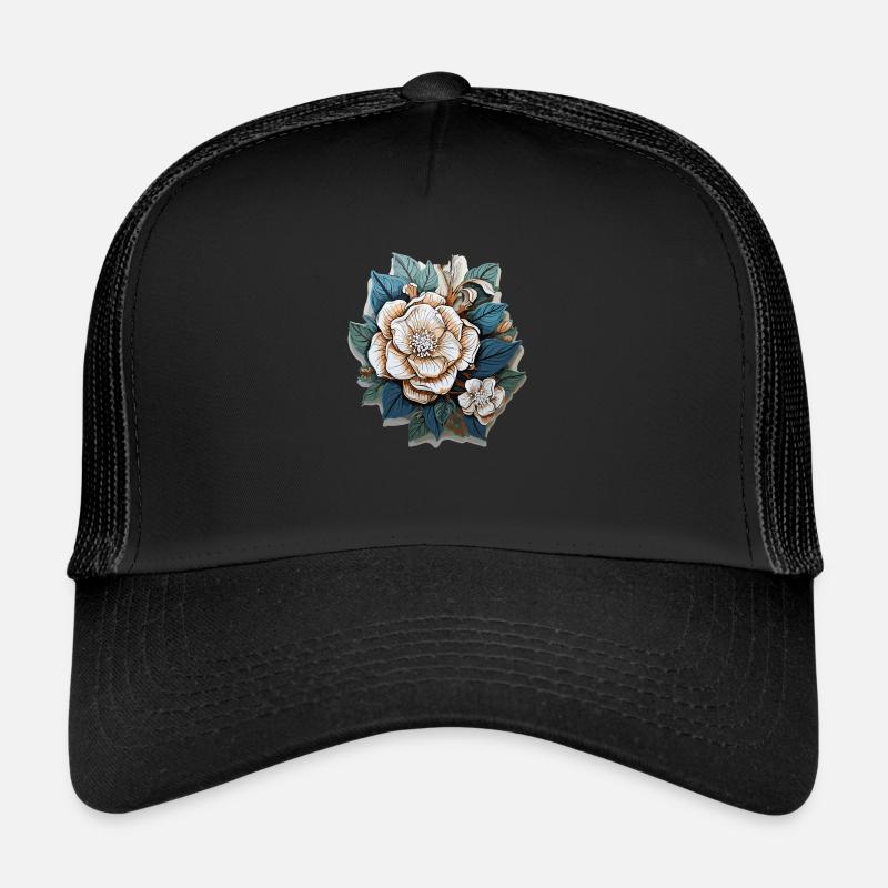White flowers Trucker Cap