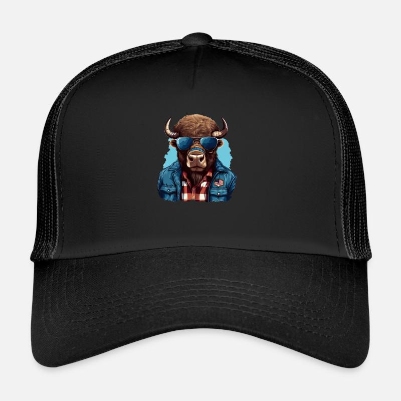Street style American bison Trucker Cap