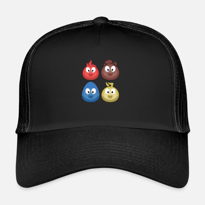 4 Elements (Fire, Earth, Water, Air) (Bubble) - Trucker Cap - black/black