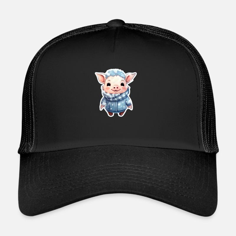 Winter Cute Piggy Clothed Trucker Cap