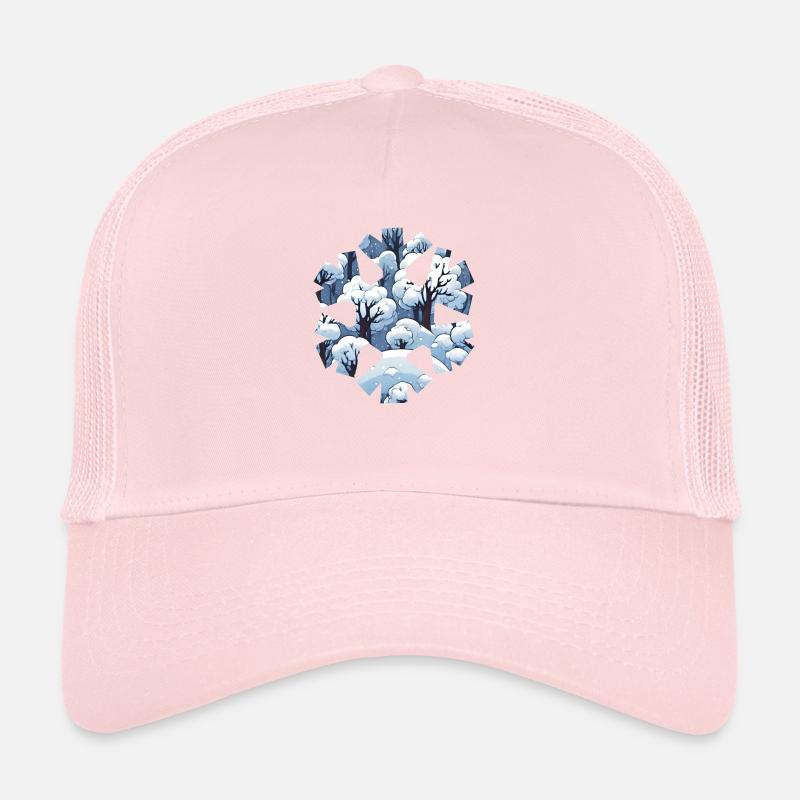 Snowy Geometric Forest Trucker Cap