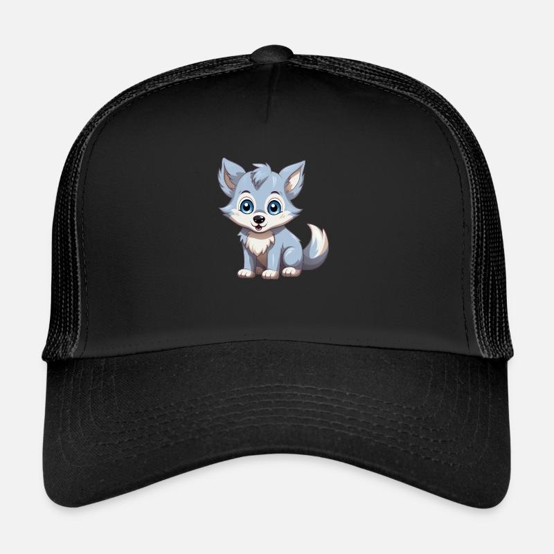 Cute wolf cub - Trucker Cap - black/black