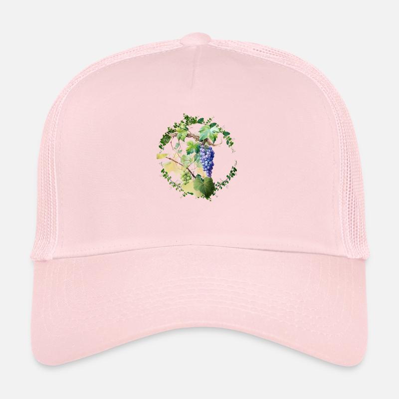 Feuilles de vignes avec raisins blanc et noir Casquette trucker 