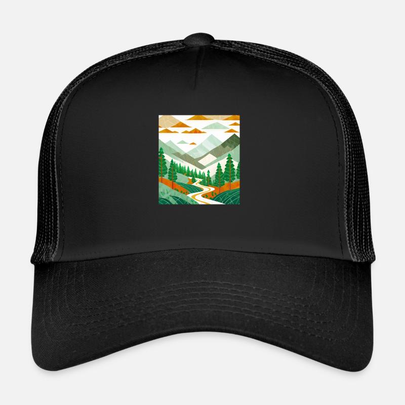 Dessin d’une forêt de montagne Casquette trucker 