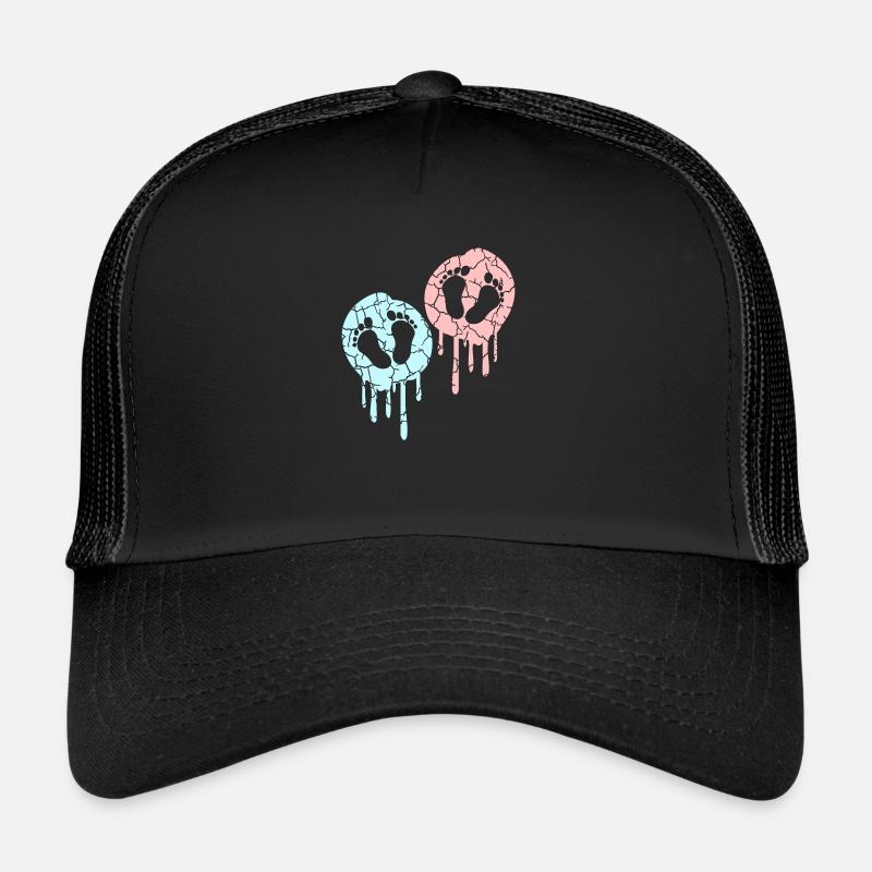 2 Twins Bébés Enceinte Ventre Empreinte Pieds Casquette trucker 