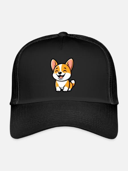 Chien Corgi Mignon - Casquette trucker  - noir/noir