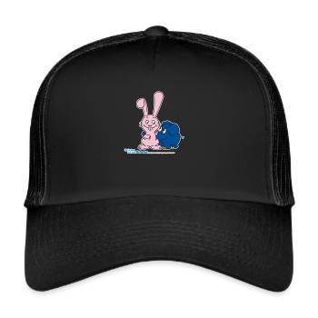 Der Elefant und der Hase - Trucker Cap - Schwarz/Schwarz - Vorne