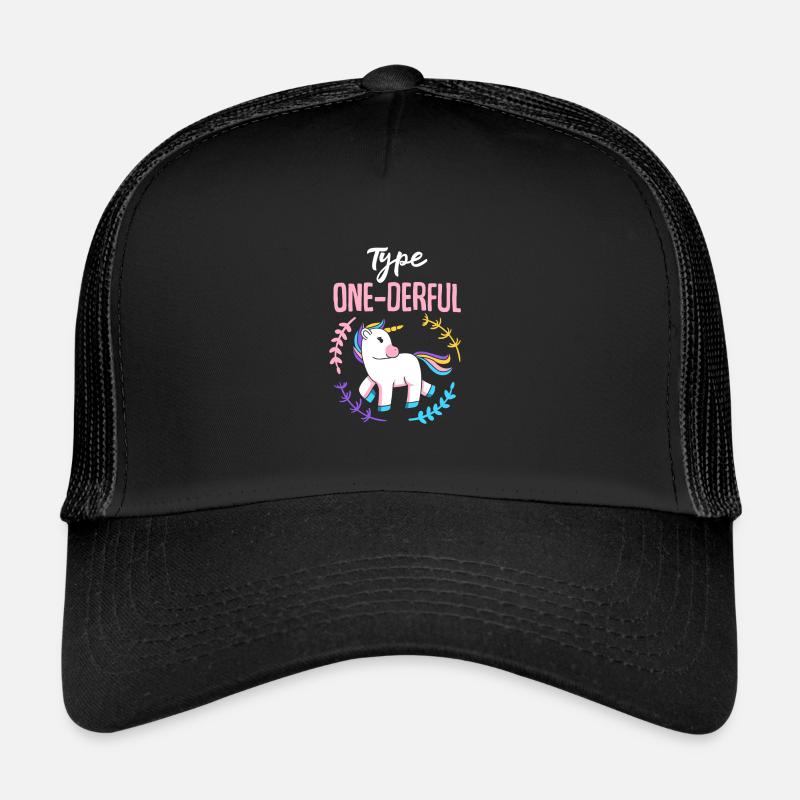 Diabetes Wortspiel Typ Eins One-Derful Geschenk - Trucker Cap - Schwarz/Schwarz