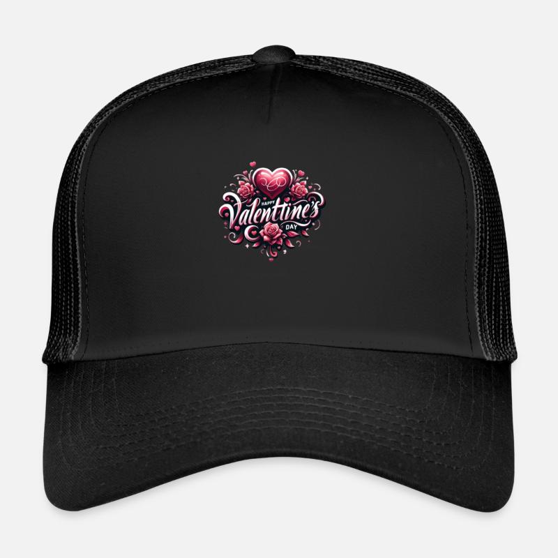 Valentinstag - Trucker Cap - Schwarz/Schwarz