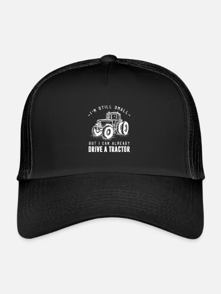 Farmer kids tractor gift · driving tractor - Trucker Cap - black/black - Front