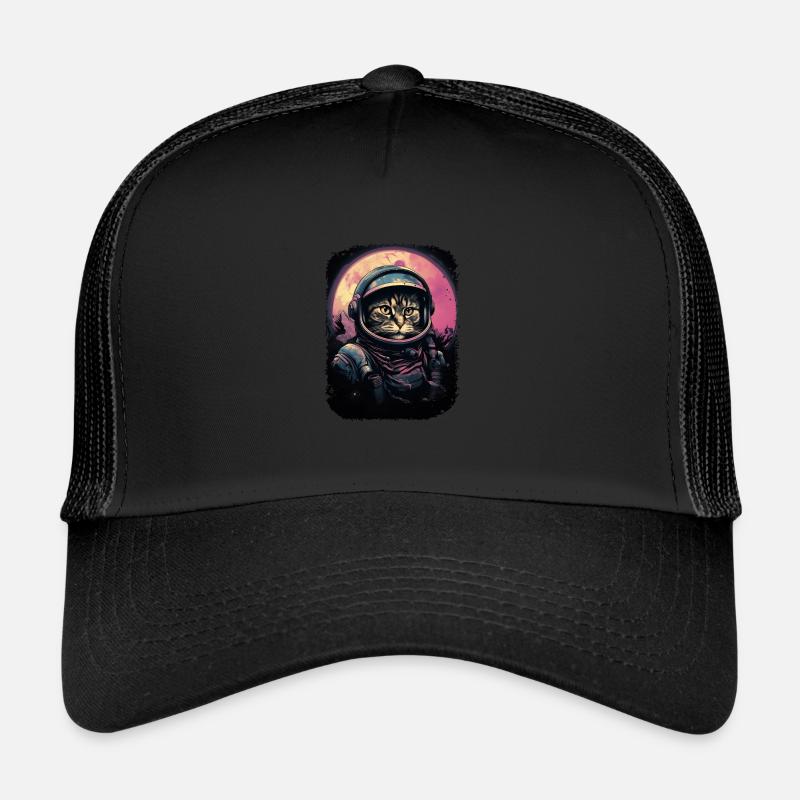 Katze Schwerelosigkeit Astronaut für einen Katzen - Trucker Cap - Schwarz/Schwarz