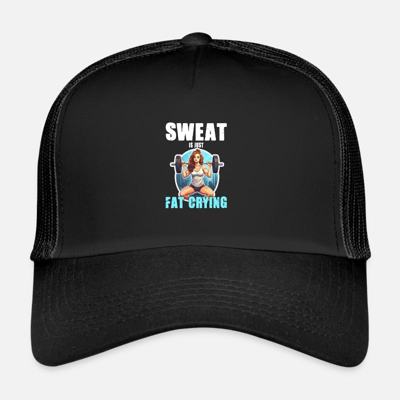 Lustige Katze Workout Sweat Is Just Fat Crying Trucker Cap