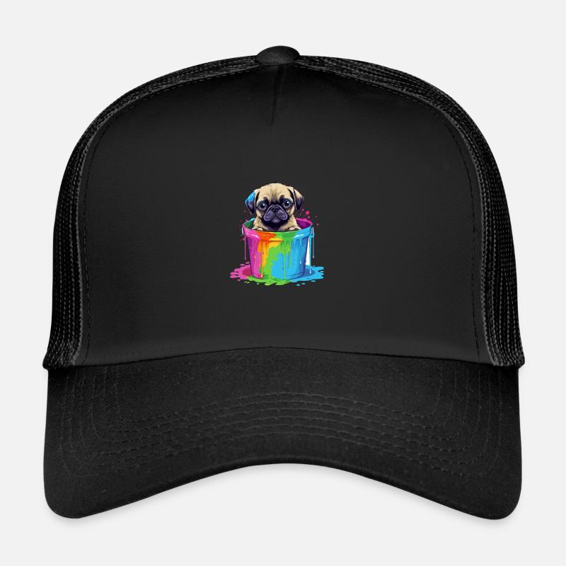 Mops Niedlicher Hund Farbeimer Trucker Cap