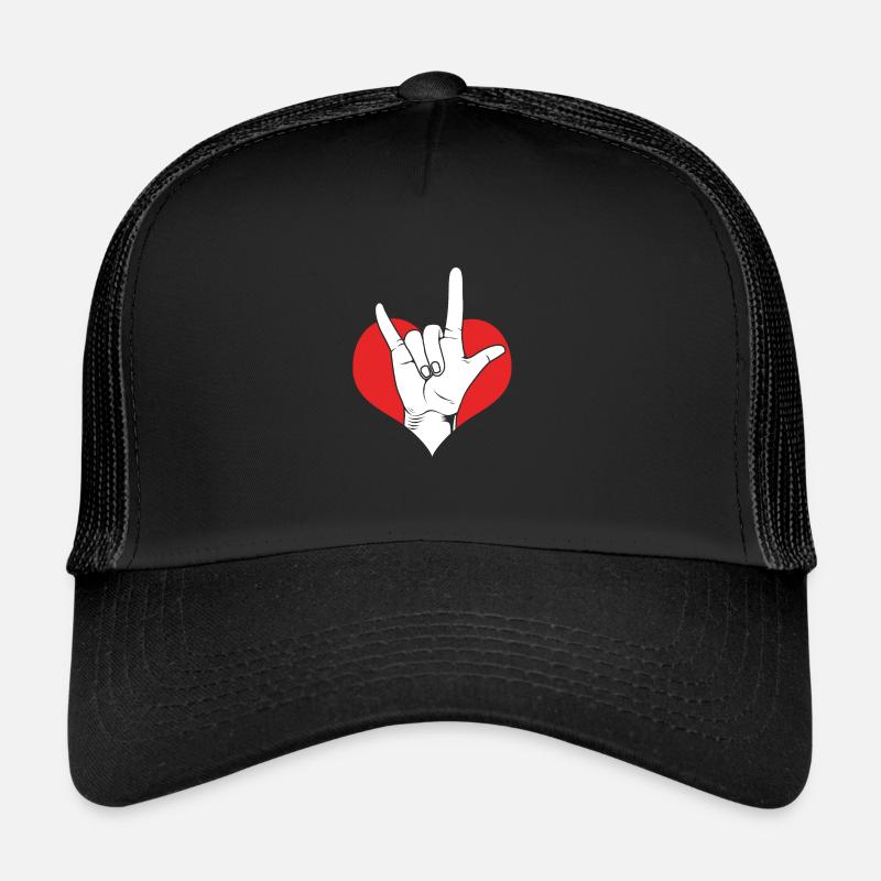 Gebärdensprache Gebärde ASL gehörlos - Trucker Cap - Schwarz/Schwarz