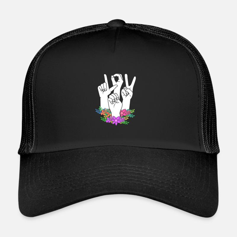 Sign language sign ASL deaf Trucker Cap