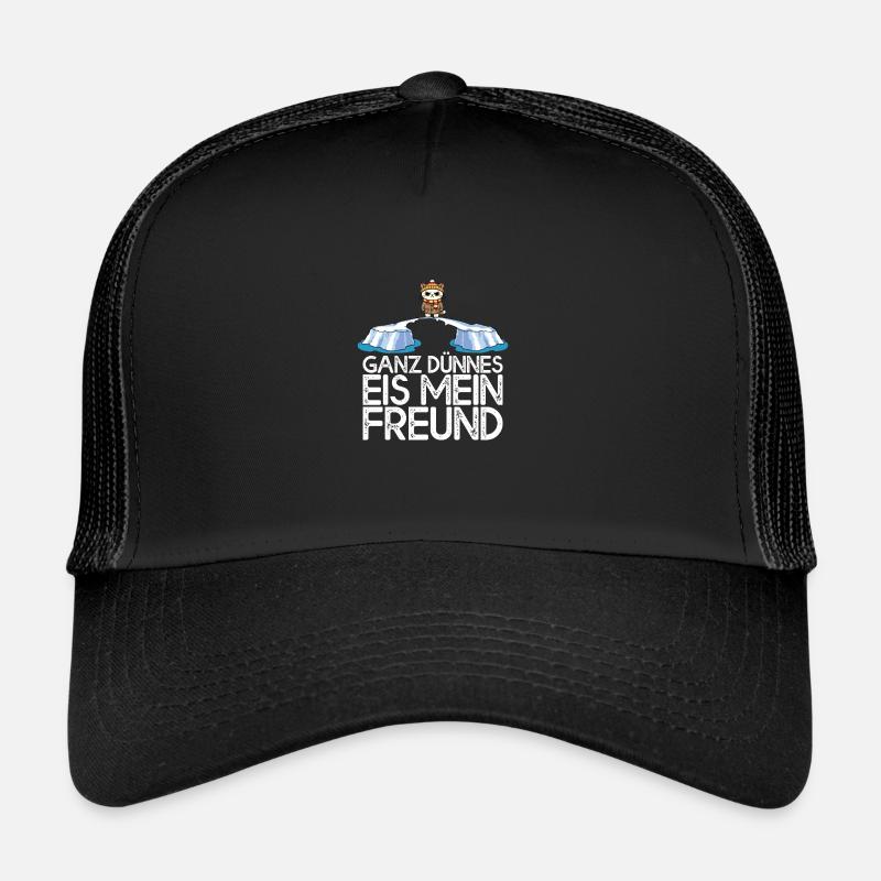 Ganz dünnes Eis mein Freund Katze Eisscholle - Trucker Cap - Schwarz/Schwarz