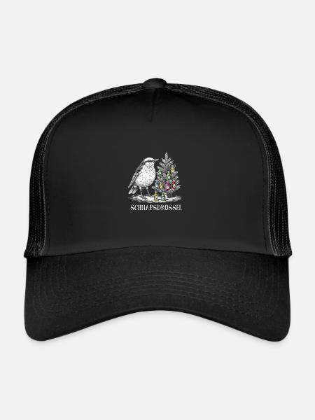 Schnaps Drossel Vogel Weihnachten - Trucker Cap - Schwarz/Schwarz
