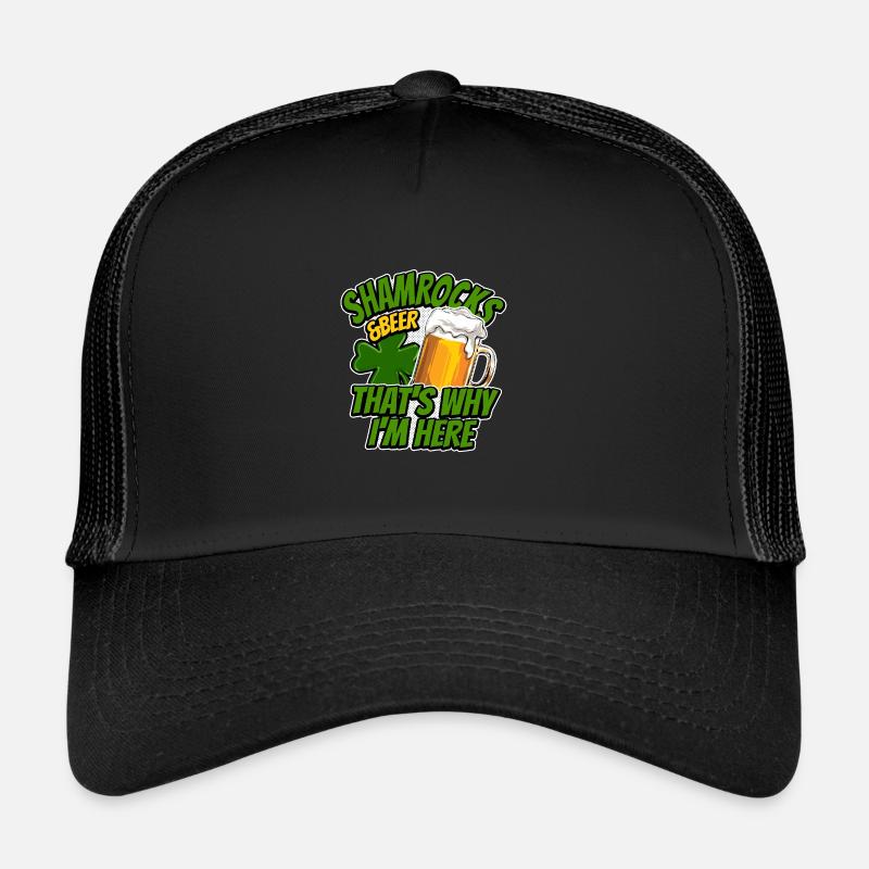 Shamrocks & Bier - darum bin ich hier - Spruch Trucker Cap
