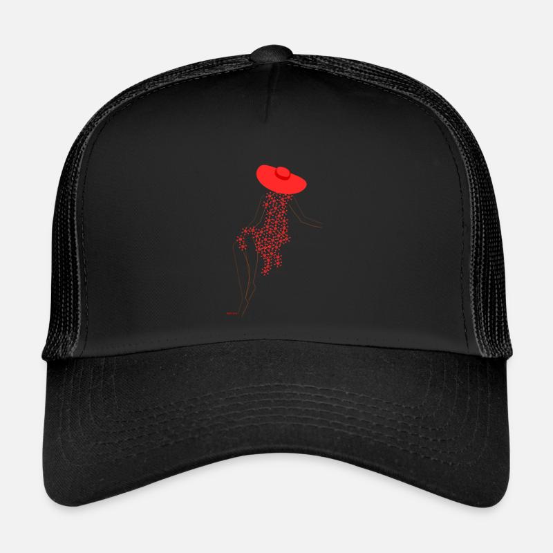 Robe florale - Casquette trucker  - noir/noir