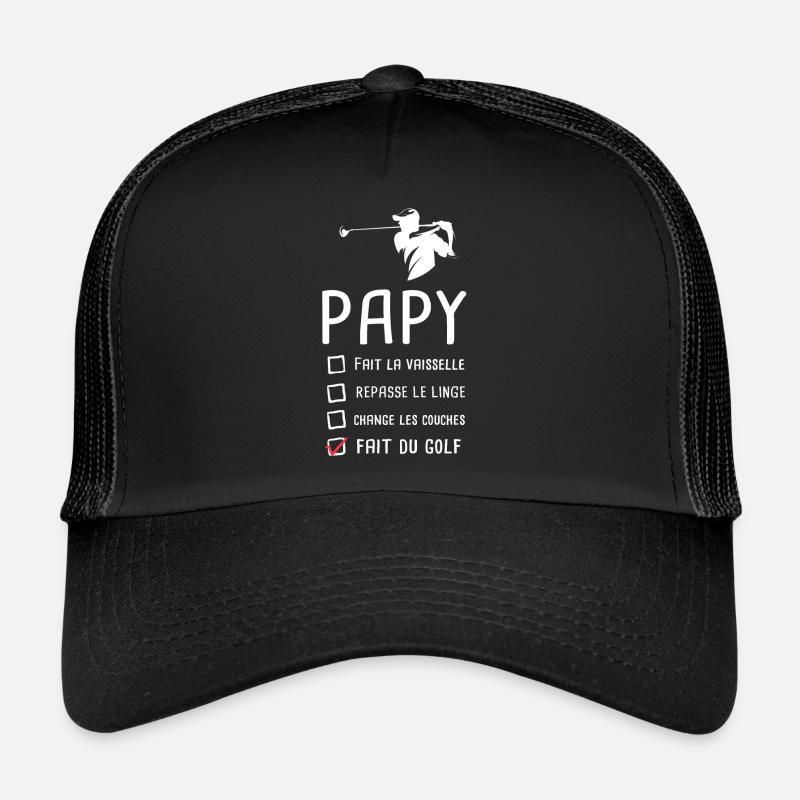 Papy golfer papi golf grandfather funny gift Trucker Cap