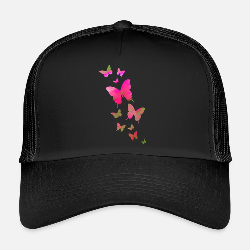 Schmetterling Schmetterling Tier bunt Farbe - Trucker Cap - Schwarz/Schwarz