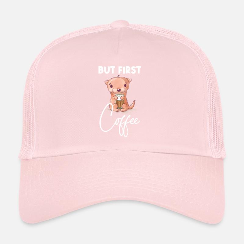 Otter Kaffee But First Coffee Tier Spruch Lustig Trucker Cap
