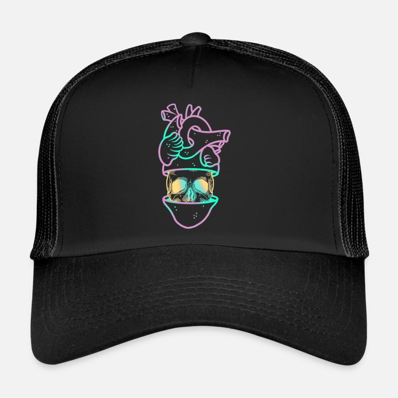 Heart Skull 3 purple - Trucker Cap - black/black