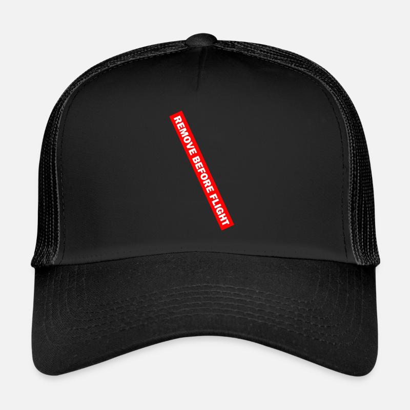 REMOVE BEFORE FLIGHT 02 - Trucker Cap - Schwarz/Schwarz