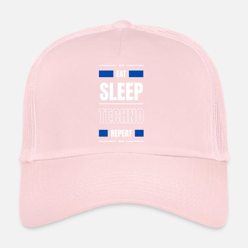 eat sleep techno repeat gift idea party saying Trucker Cap