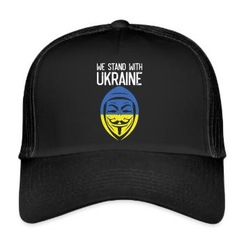 We Stand With Ukraine Anonymous - Trucker Cap - black/black - Front