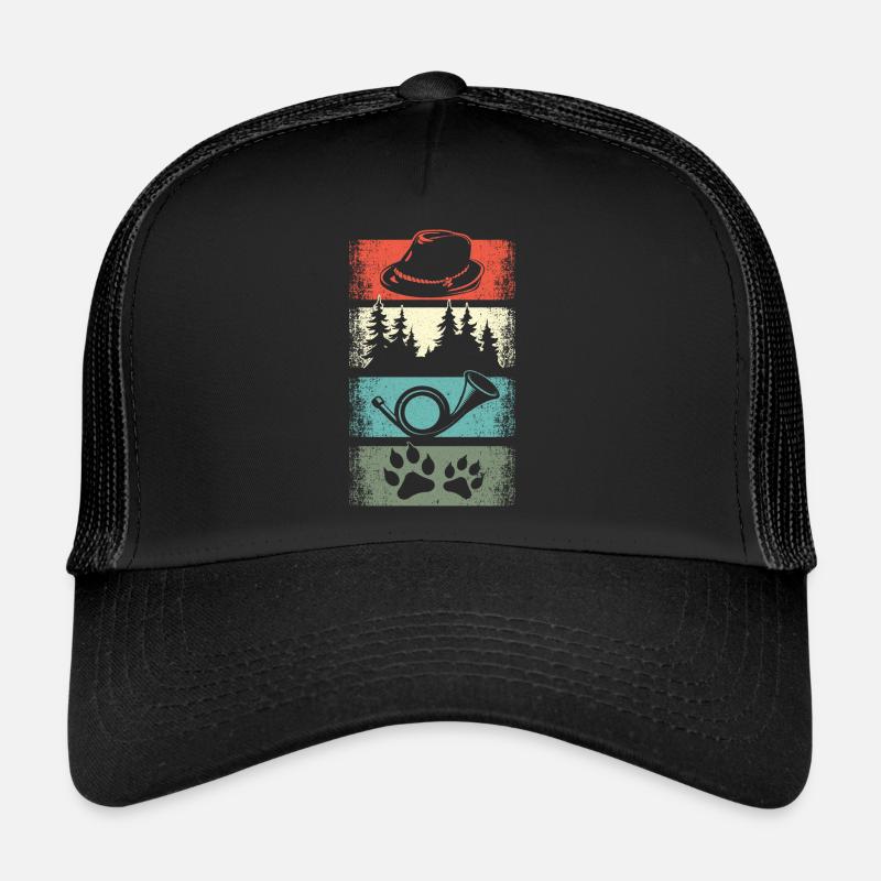 Conception de cor de chasse avec chapeau de feutre de patte de chien de forêt Casquette trucker 