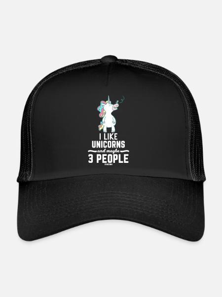 I Like Unicorns And Maybe 3 People - Trucker Cap - black/black - Front