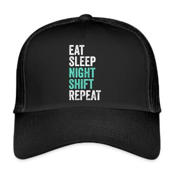Mangez Dormez Équipe de nuit Travailleur de quart de nuit - Casquette trucker  - noir/noir - Devant