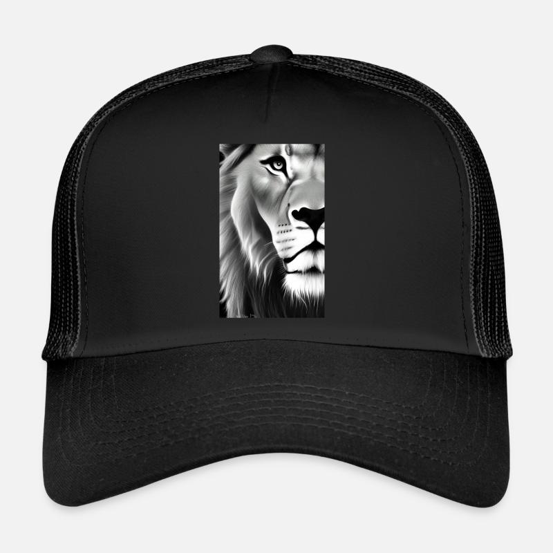 Lion noir et blanc Casquette trucker 