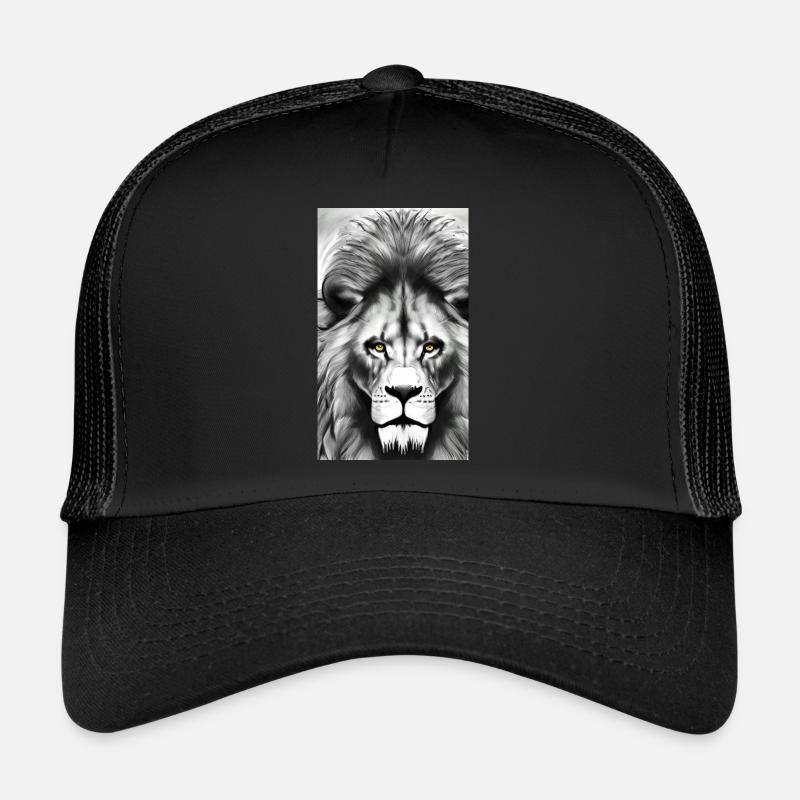 Lion Black and White Trucker Cap
