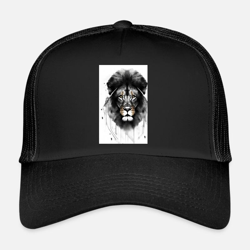 Lion noir et blanc Casquette trucker 