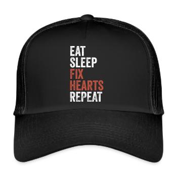 Manger dormir Réparer les cœurs Répéter le médecin du cœur - Casquette trucker  - noir/noir - Devant