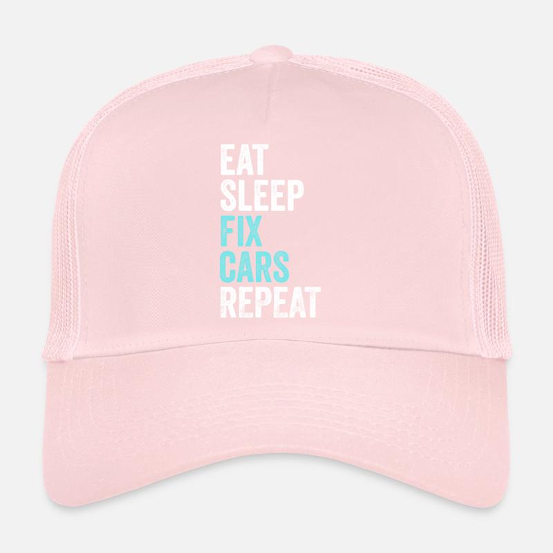 Manger dormir Réparer les voitures Répéter le mécanicien de voiture Casquette trucker 