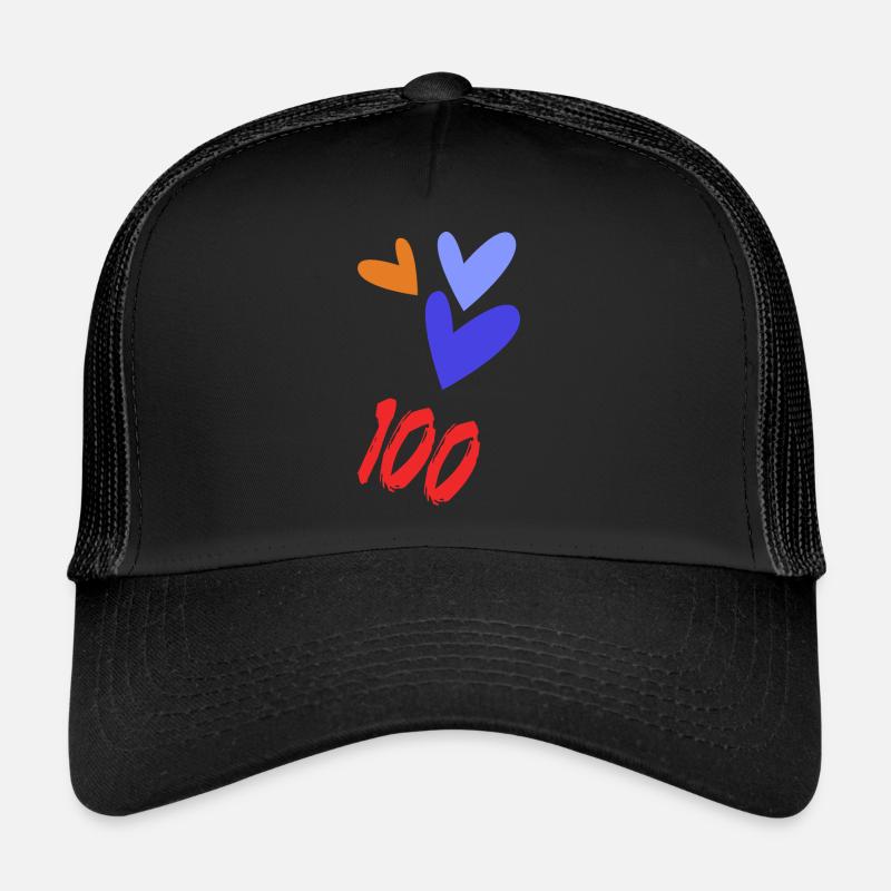 100. 100 ANS. 100e ANNIVERSAIRE. ANNIVERSAIRE 100 - Casquette trucker  - noir/noir