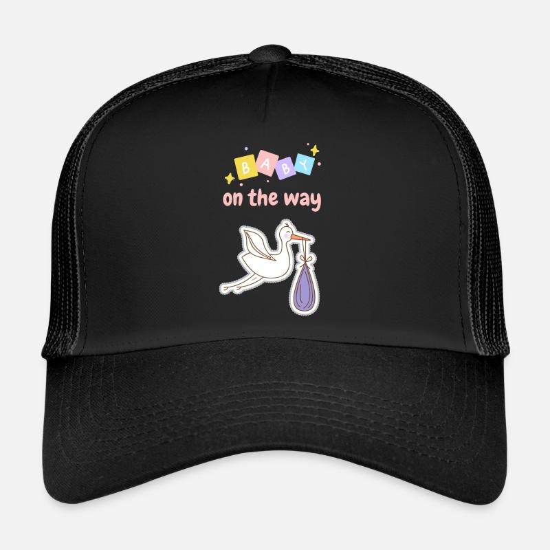 Bébé en route avec cigogne 3 - rose Casquette trucker 