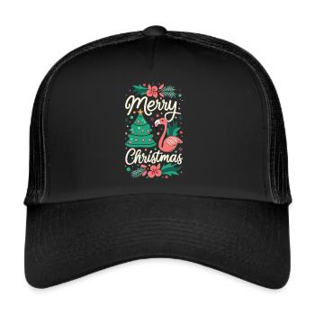 Flamingo at Christmas Time - Unforgettable Celebration - Trucker Cap - black/black - Front