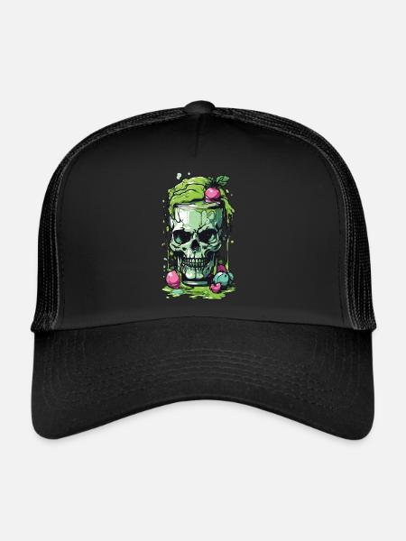Poisonous Gothic Skull Mug Halloween Design - Trucker Cap - black/black - Front