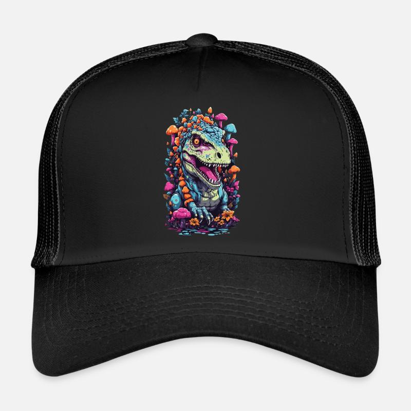 Dinosaure psychédélique champignon Weirdcore Art Casquette trucker 