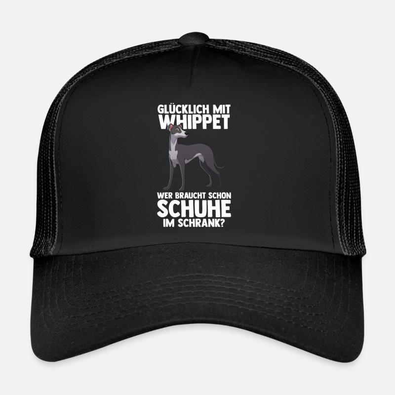 Hund Whippet - Trucker Cap - Schwarz/Schwarz